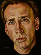 'Nicolas Cage', € 695,- (40x30 cm, acryl op paneel) NicolasCage