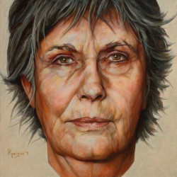 'Nanette', 40x40 cm, 2011, acryl op linnen, particulier bezit Portret van Nanette in 2011